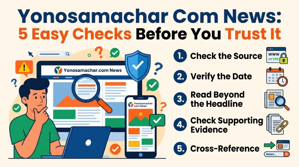 Overview of Yonosamachar com news showing site type, topics and a note about the Yono name